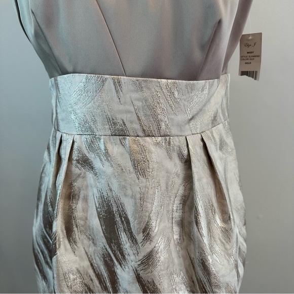 Eliza J NY Gold Mini Sleeveless Embellished Sheath Cocktail Dress Sparkle 8 - Picture 7 of 12